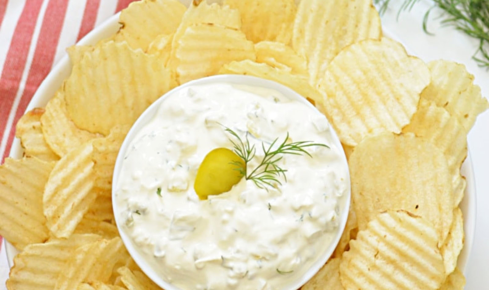 dill pickle dip with chips