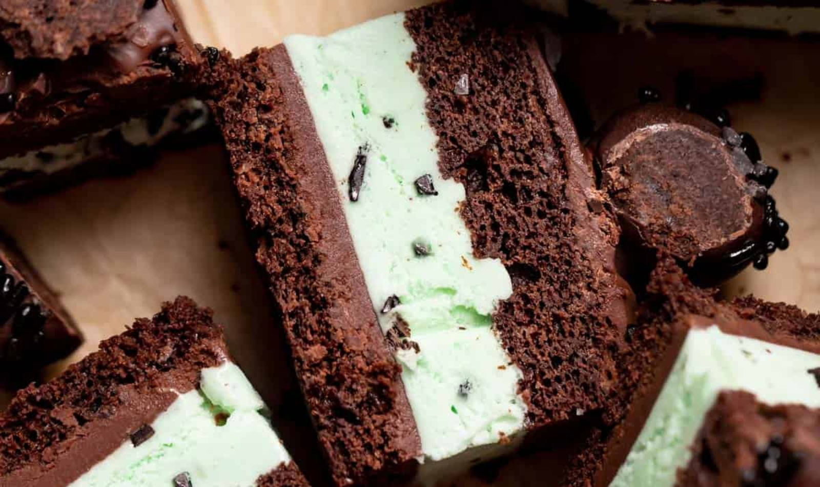 slices of mint chocolate ice cream cake