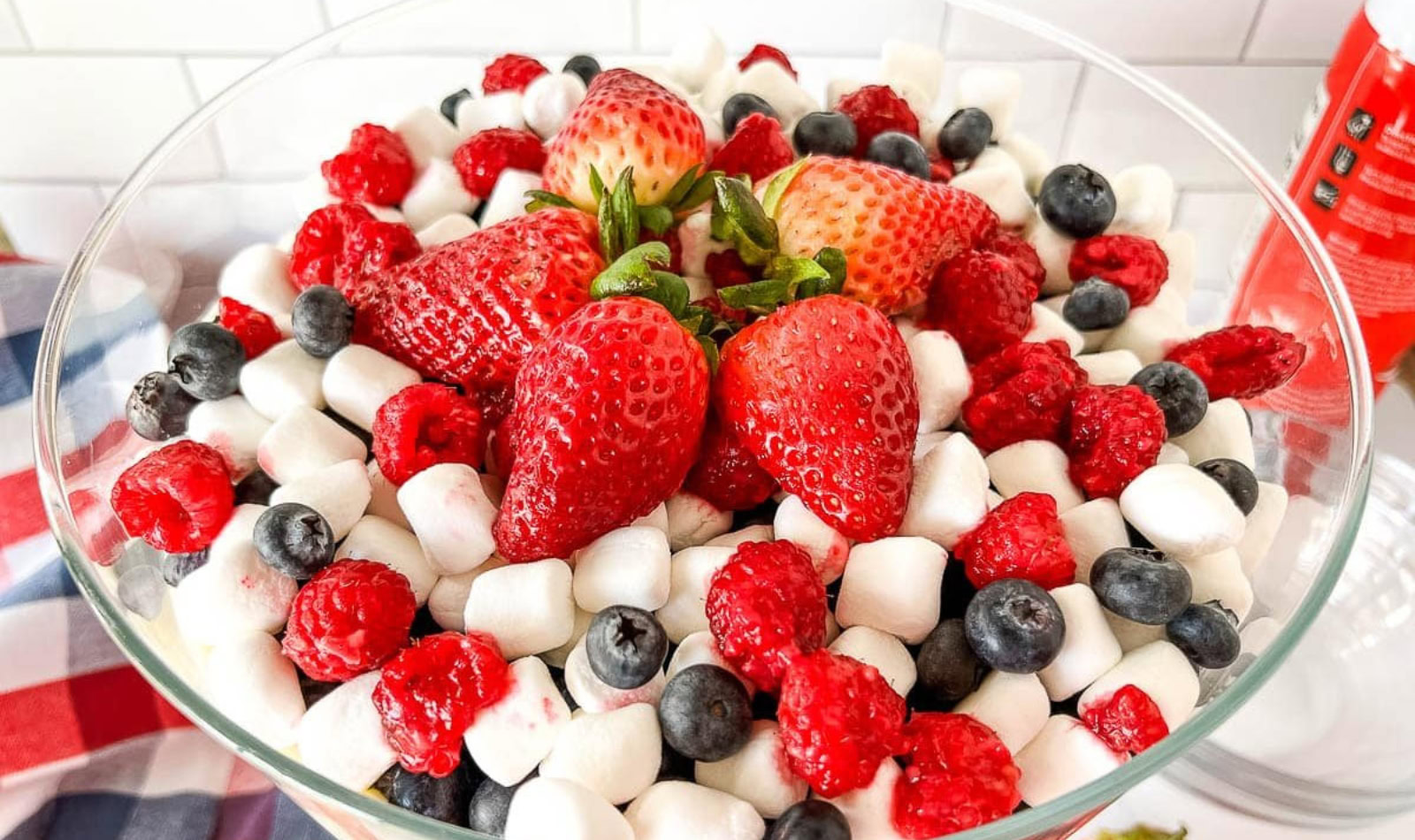 a red white and blue cheesecake "salad"