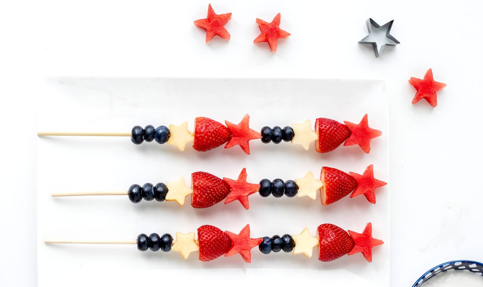 red white and blue fruit skewers