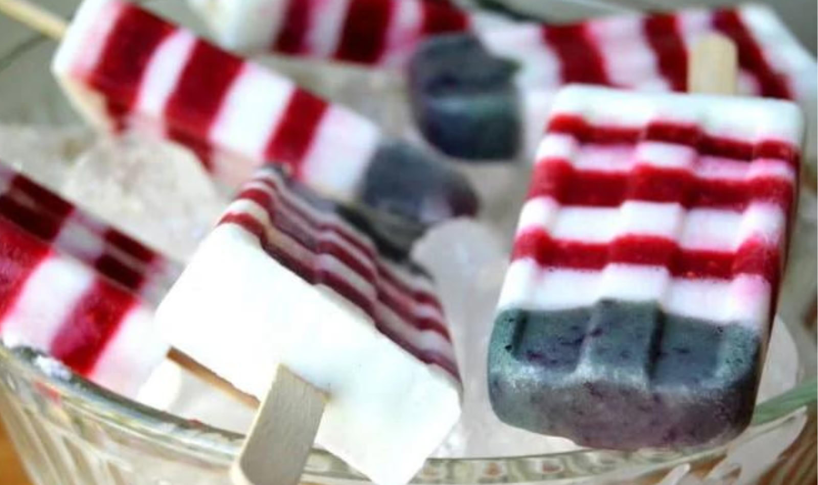 red white and blue yogurt pops