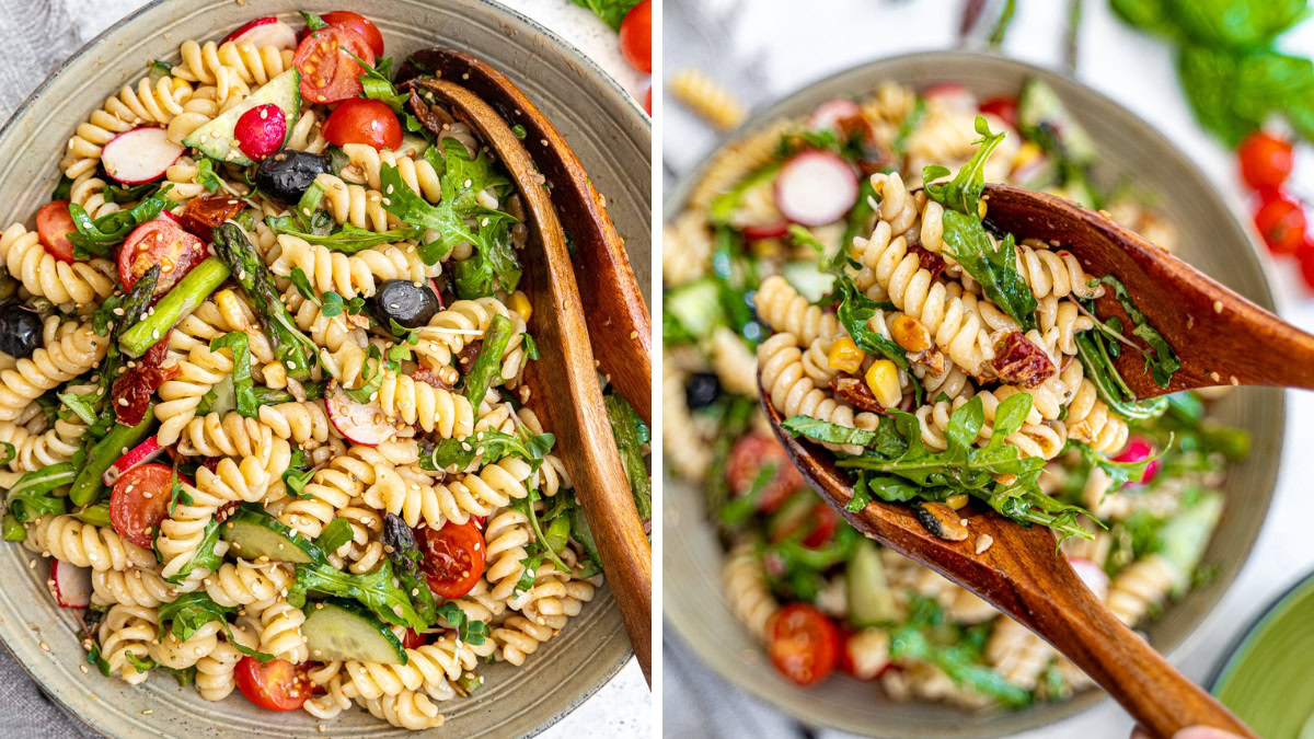 Mediterranean style pasta salad