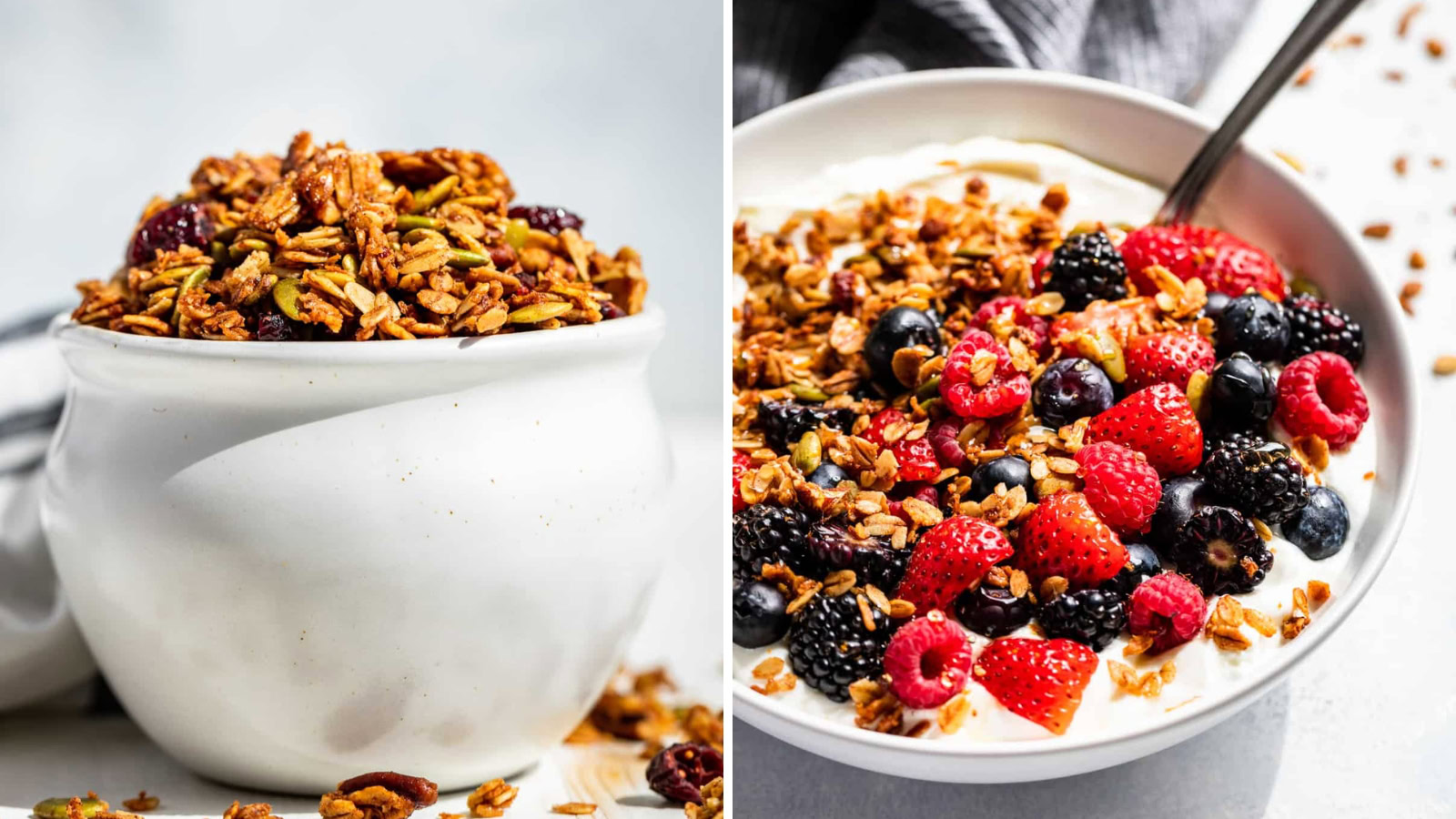 granola with berries in a bowl