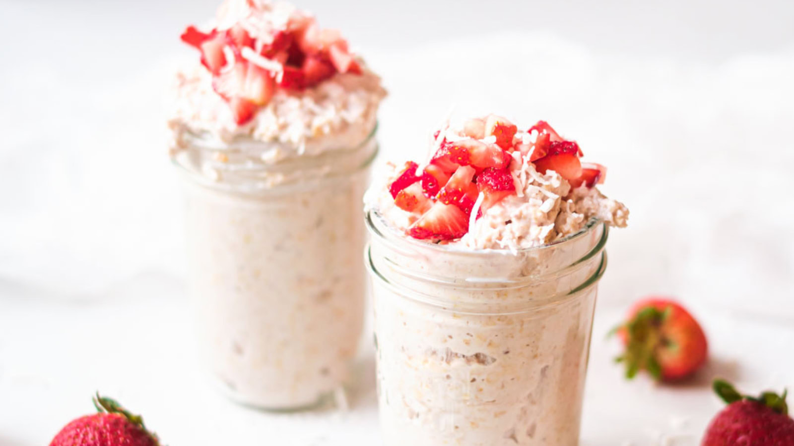 strawberry overnight oats in jars