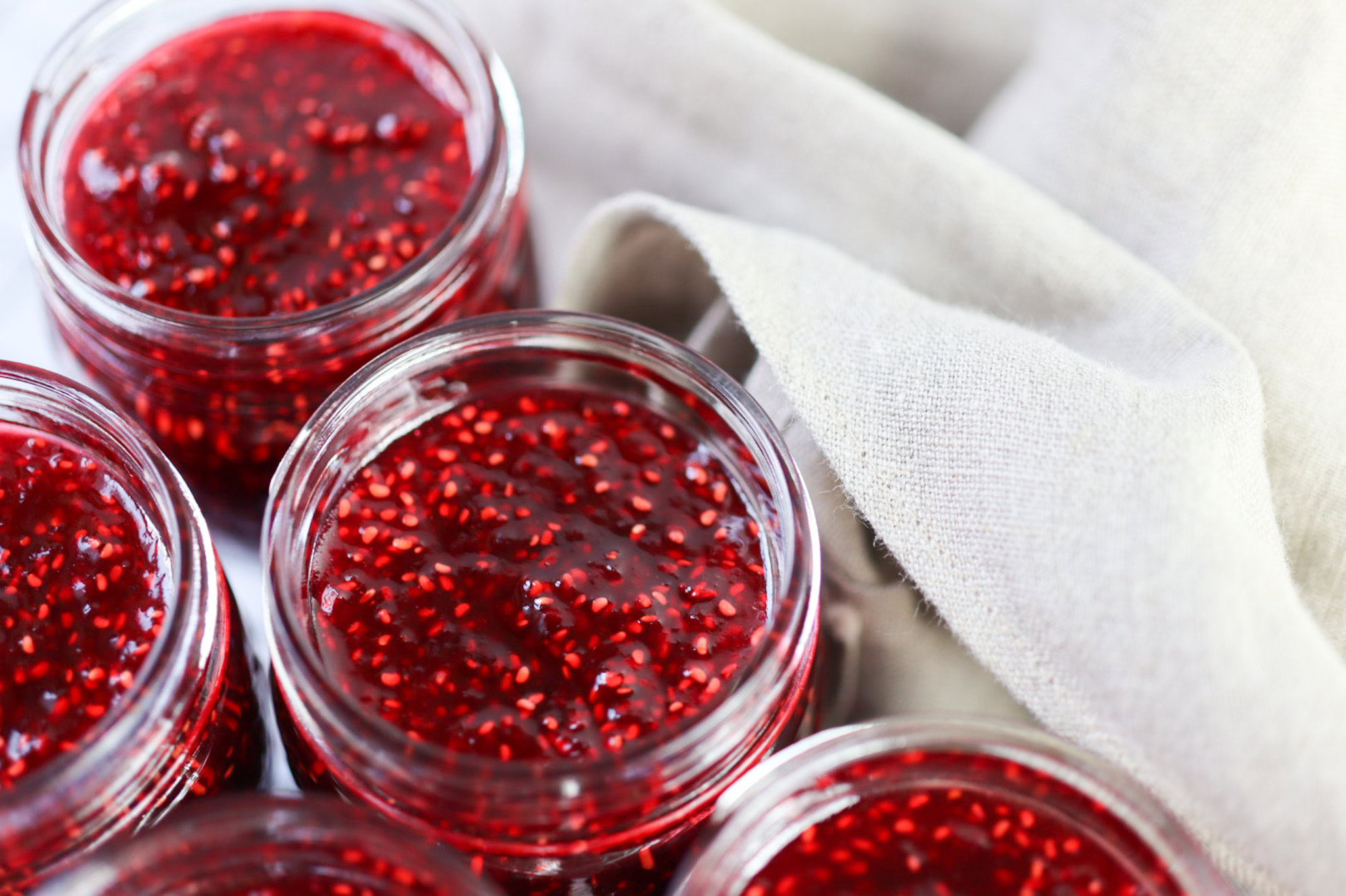 jars of raspberry jam