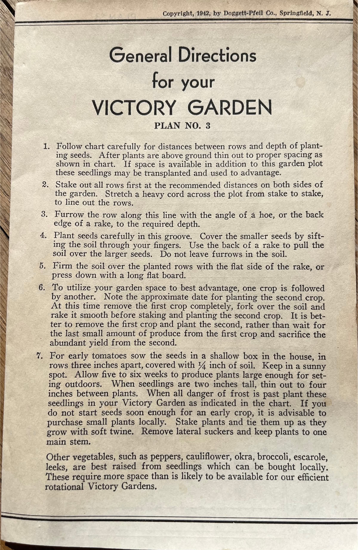 A WWII Victory Garden plan for a very small garden