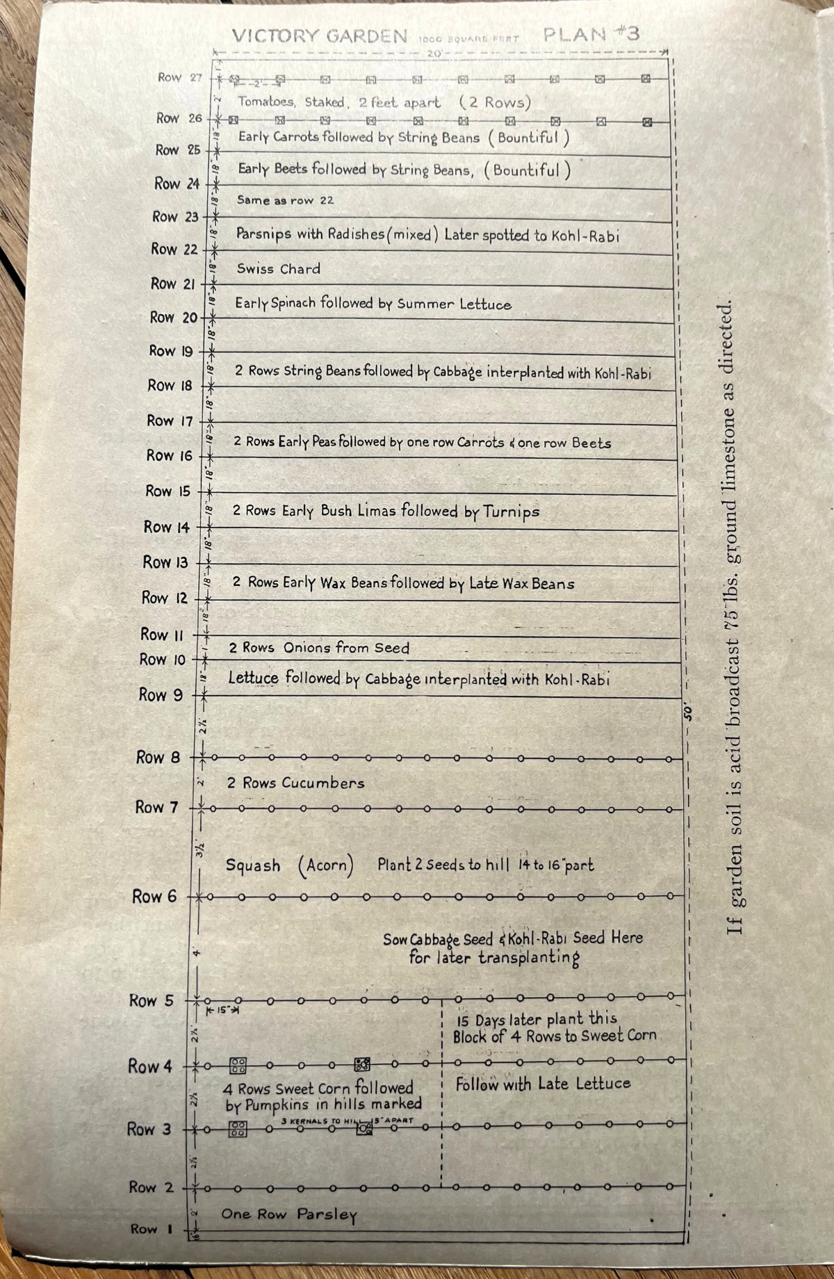 a WWII Victory Garden Plan for a 1,000 square foot garden
