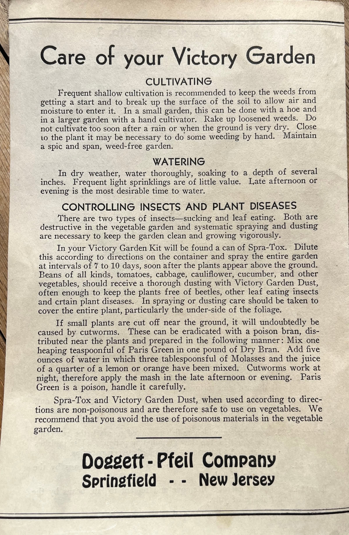 Final page of a WWII Victory Garden guide