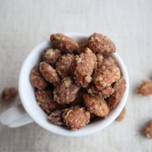 a cupful of traditional brown sugar candied almonds