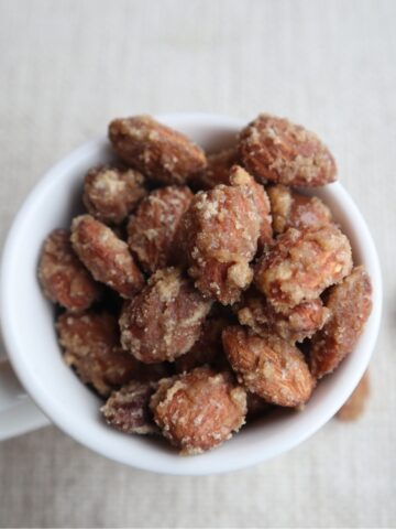 a cupful of traditional brown sugar candied almonds