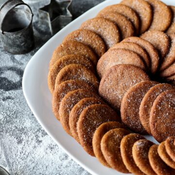 a plate of ginger snaps from an 1800's cookie recipe