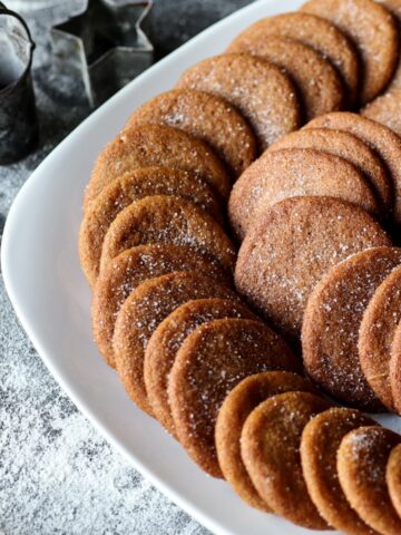 a plate of ginger snaps from an 1800's cookie recipe