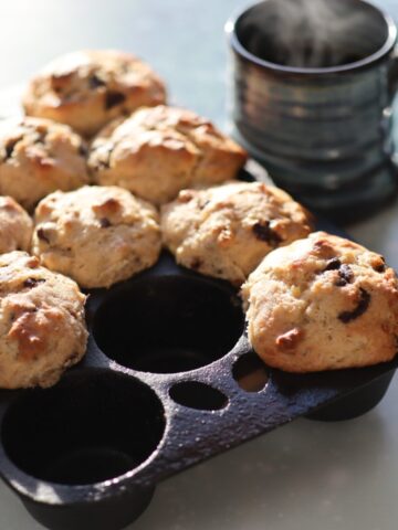 muffins baked in a cast iron pan