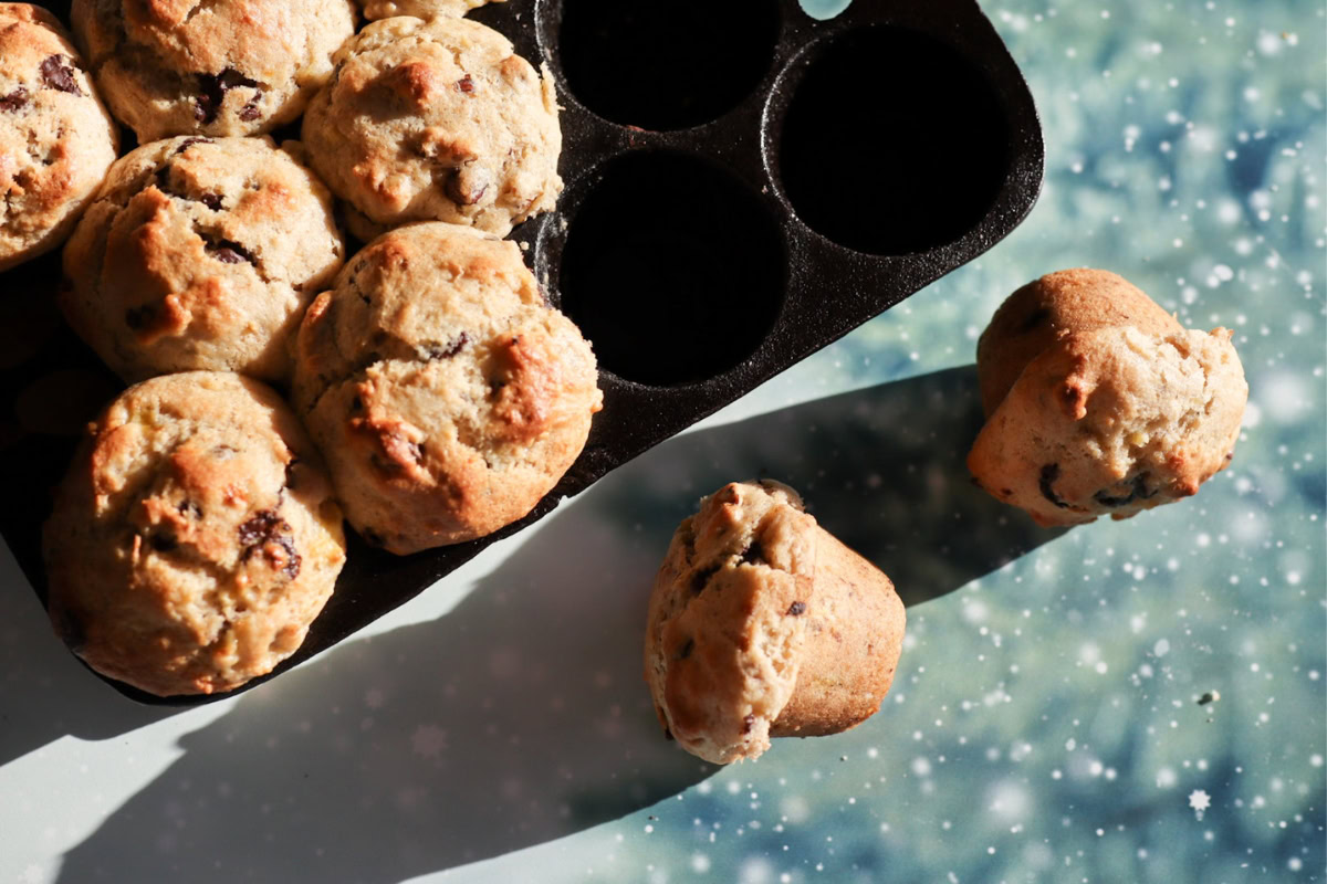 muffins baked in a cast iron pan