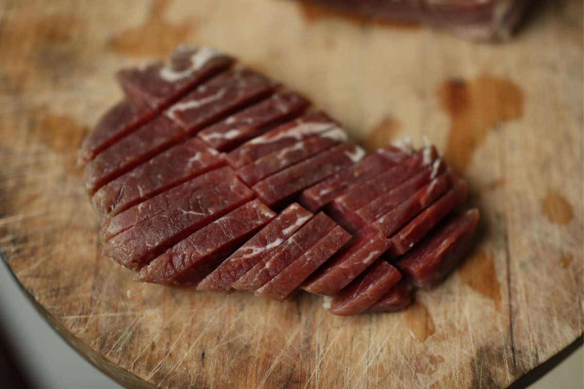 beef sliced for pot pies